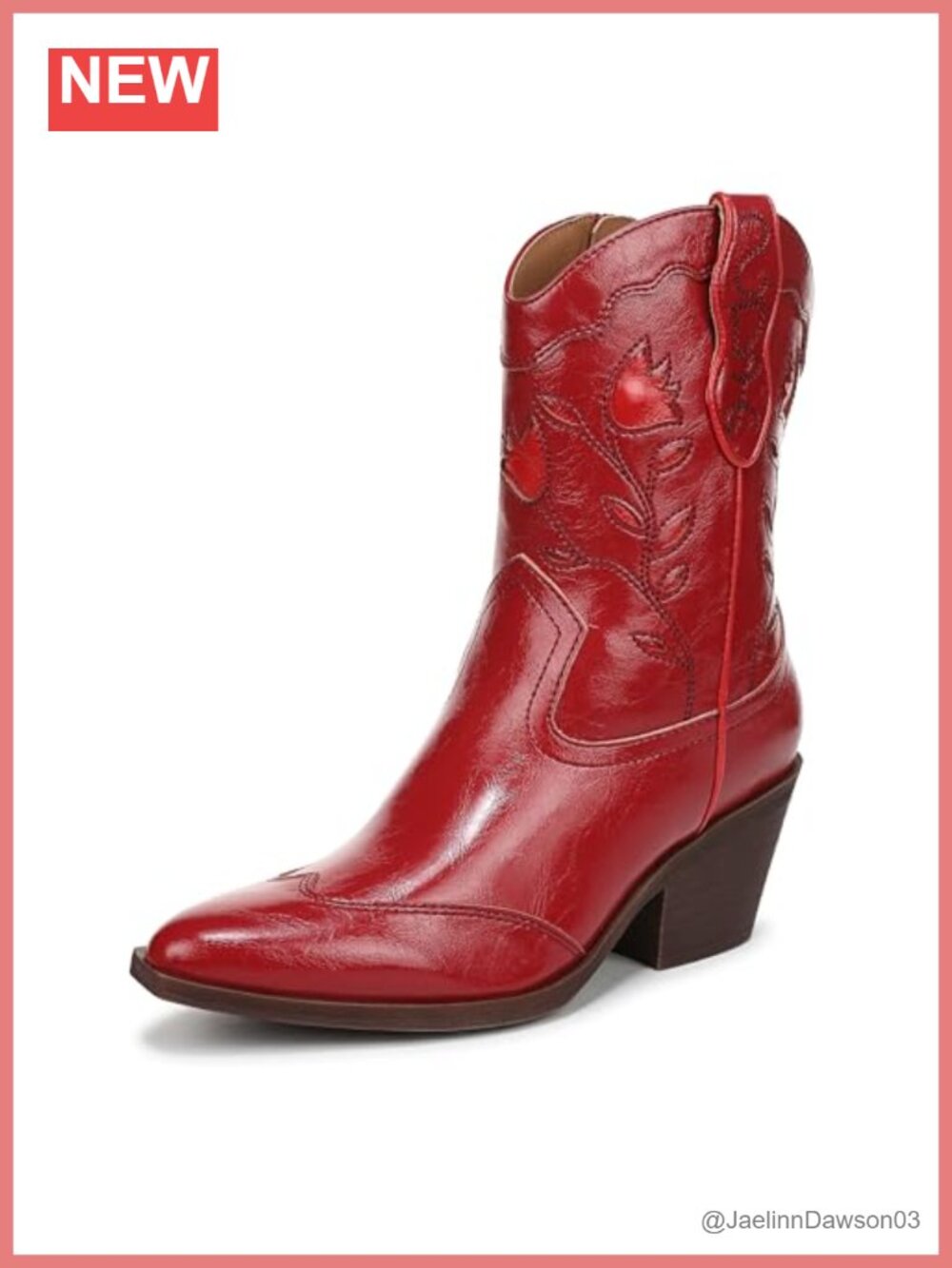 Western Ankle Boots PU Leather Block Heel Almond Toe Zip